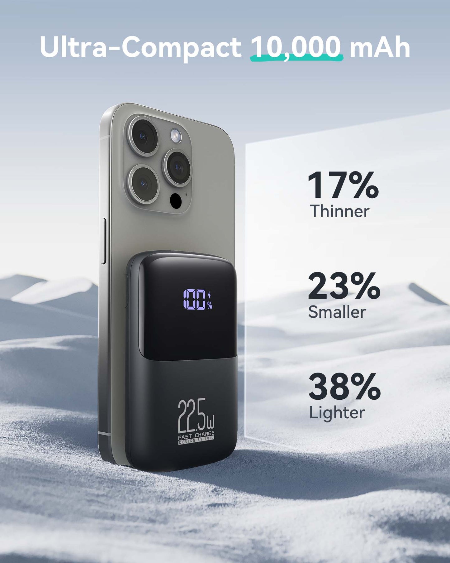 INIU B61 Power Bank: Ultra-Compact 10,000mAh, 17% Thinner, 23% Smaller, 38% Lighter design