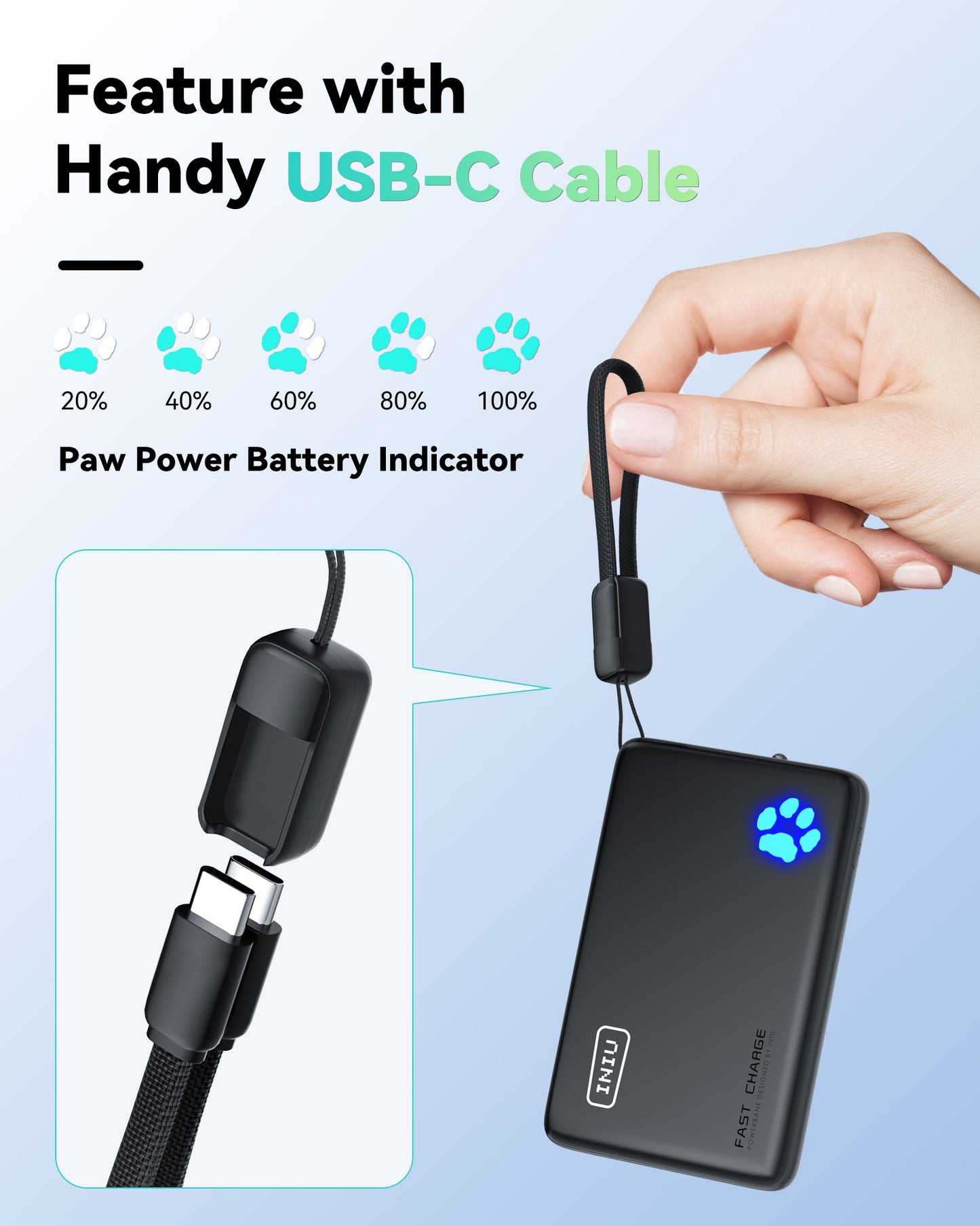 INIU P41 Powerbank Blauw