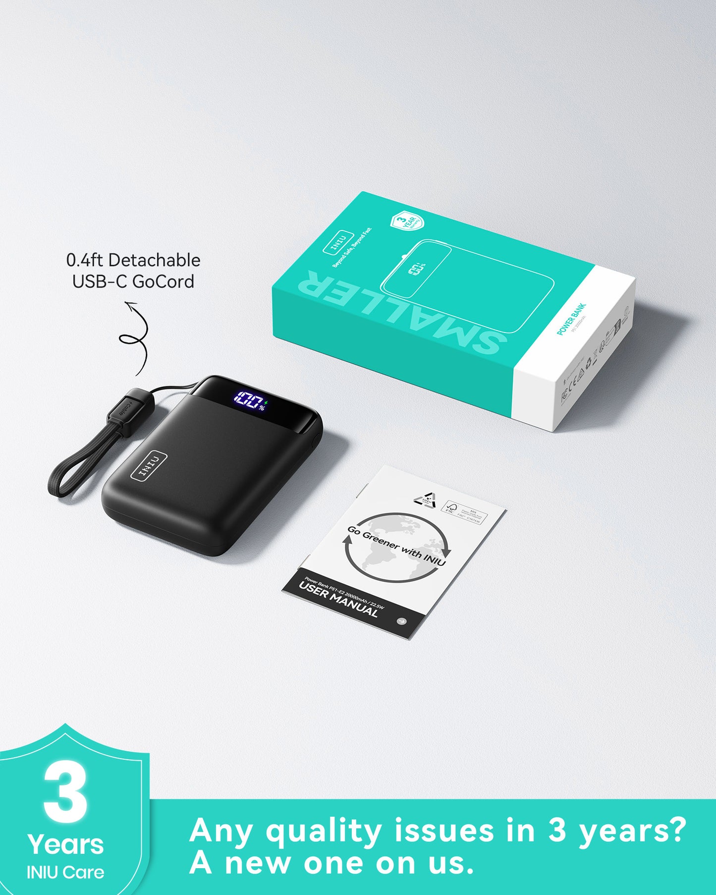 Batterie externe INIU Carry P51-E2 22, 5 W la plus petite 20 000 mAh