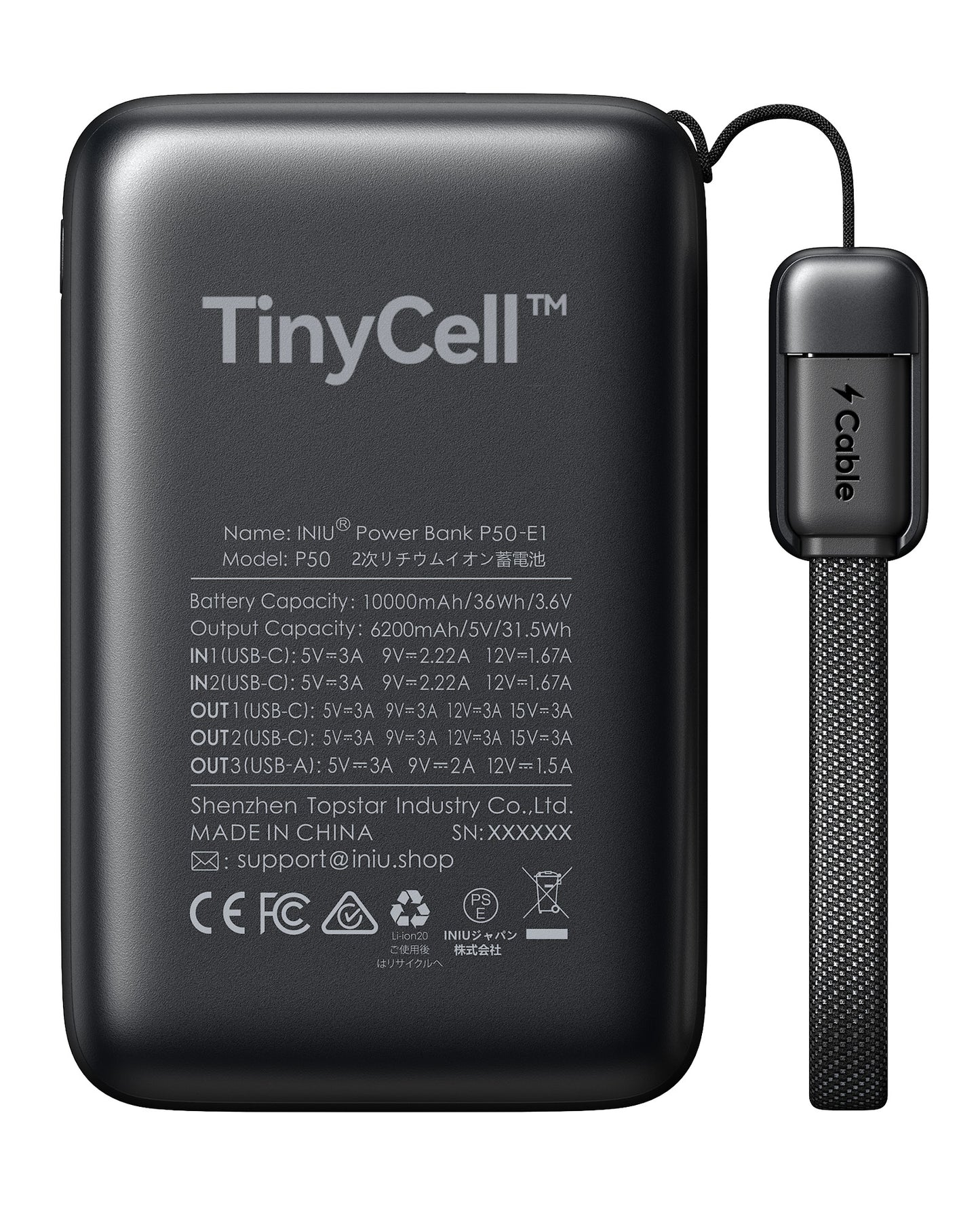 INIU Carry P50-E1 Powerbank 45W Minsta 10 000 mAh