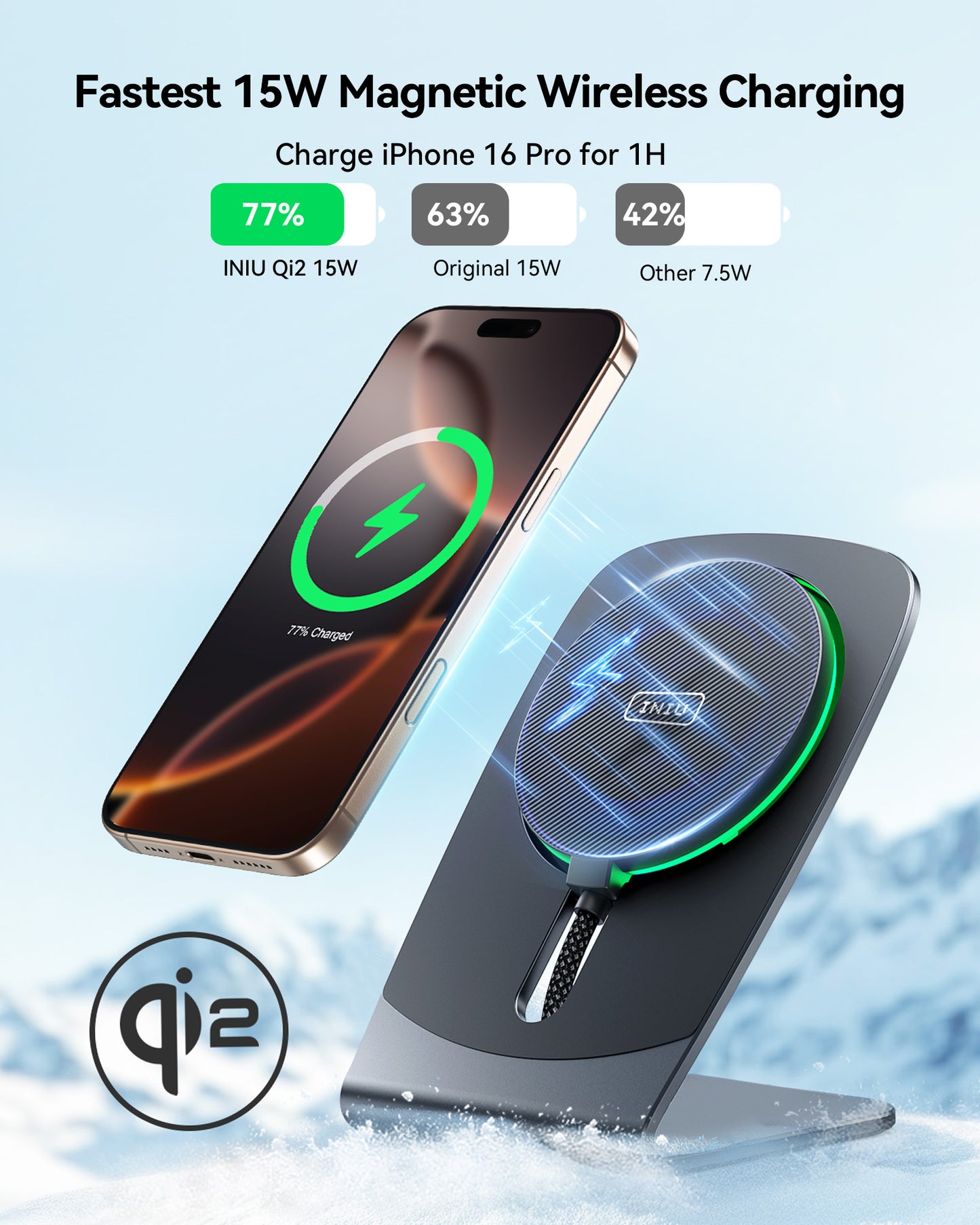INIU W21-E1 Qi2 15W Magnetic Wireless Charger