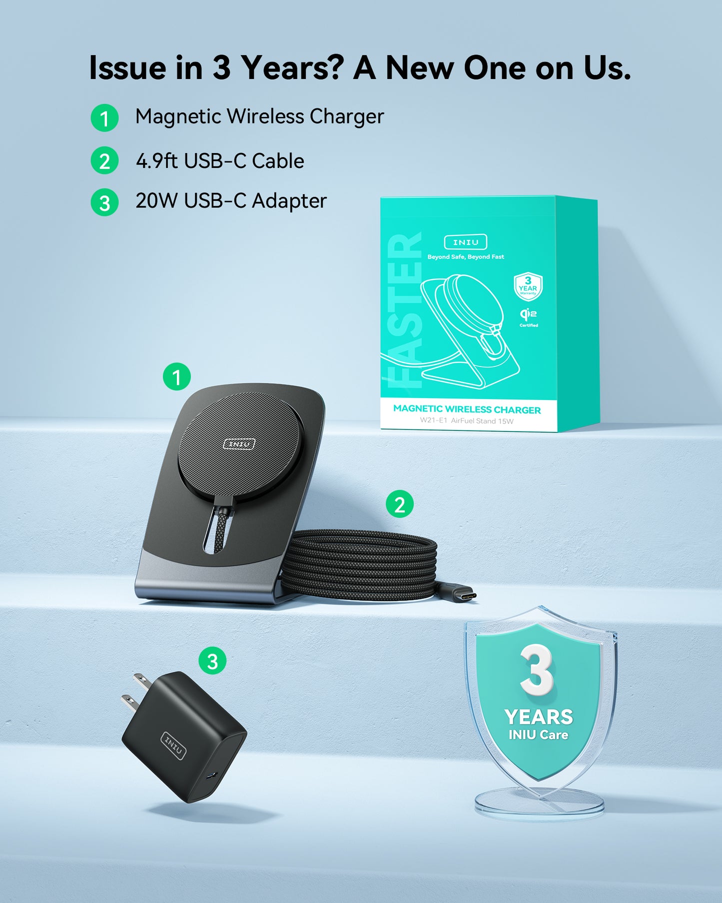 INIU W21-E1 Qi2 15W Magnetic Wireless Charger