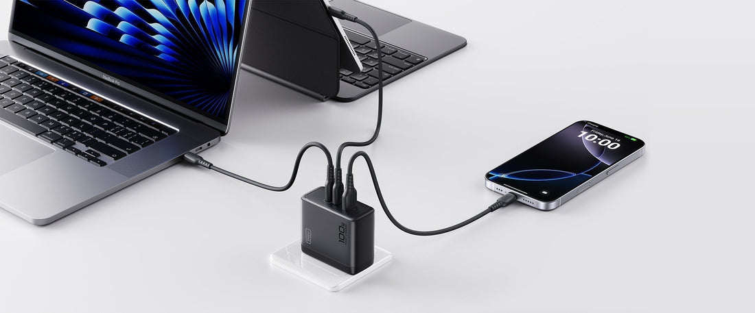 INIU A11-E1 GaN fast charger charging laptop and phone