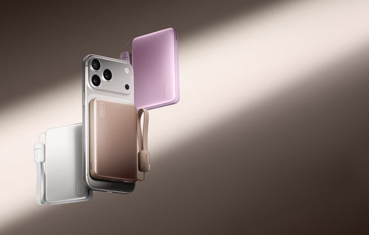 Magnetic power bank on smartphone with slim chargers.