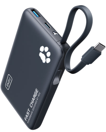 INIU Pawsible P41L-E1 Power Bank avec câble intégré, la plus fine 20 W 10 000 mAh