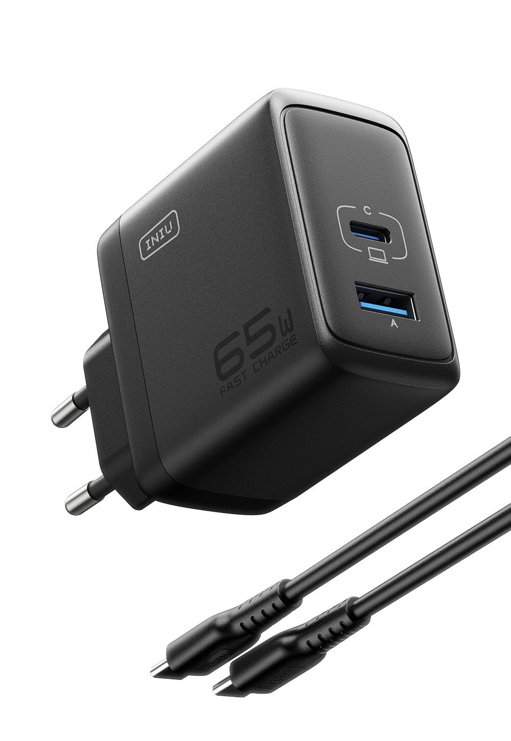 Cargador de la pared de los puertos de INIU I625 65W USB A C, materiales de GaN