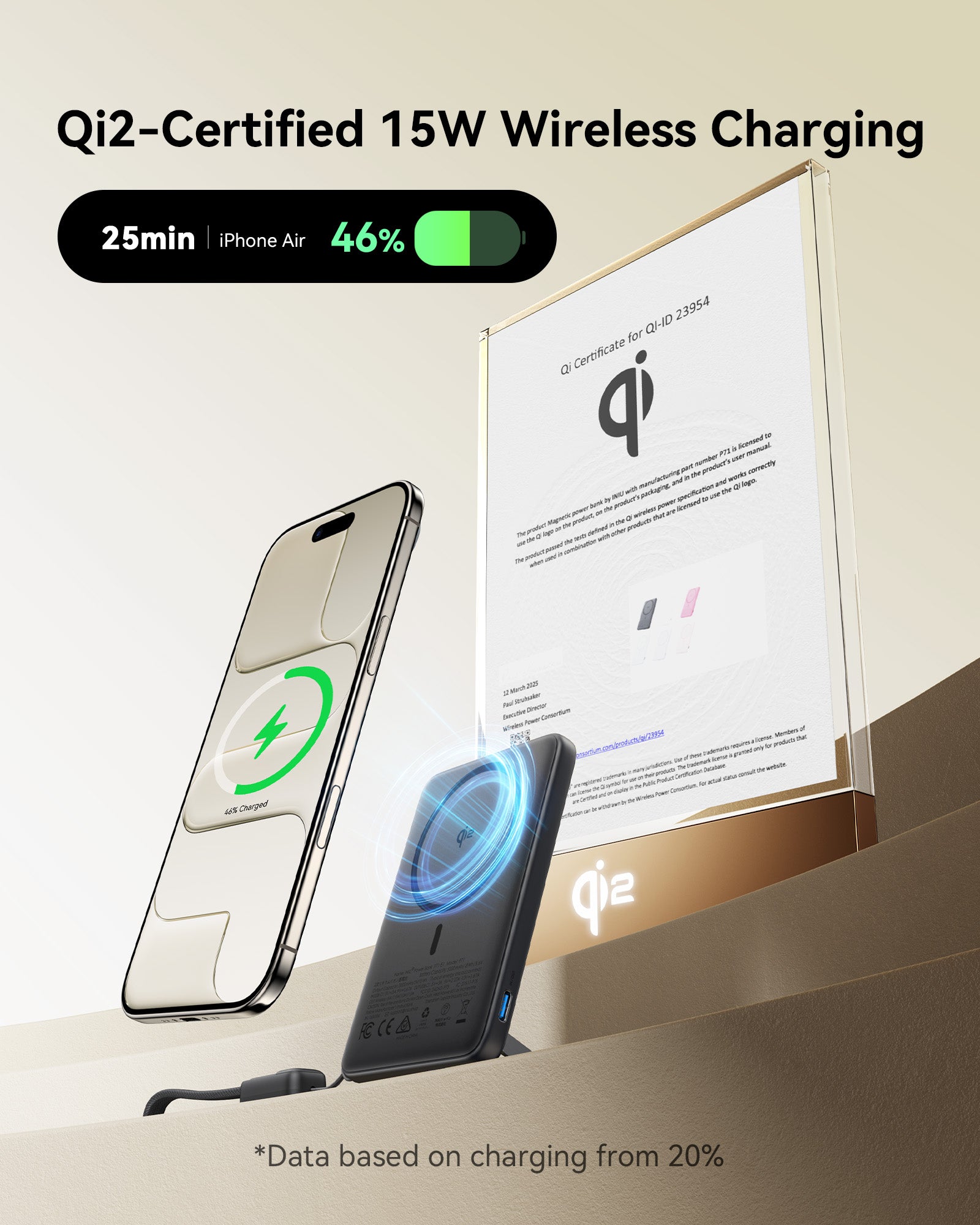 INIU Powerbank SnapGo P71-E1 Magsafe Qi2 15 W, najcieńszy, 5000 mAh