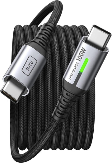 INIU 100W hurtig opladning USB C til USB C kabel 4ft Nylon flettet til iPhone 15/15 Pro/15 Plus/11 5 Pro Max, Samsung S22 S21, iPad Pro MacBook Pro osv.