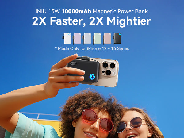 Banco de energía INIU Pawsible P43-E1 Qi2 de 15 W y 10 000 mAh con cargador Magsafe