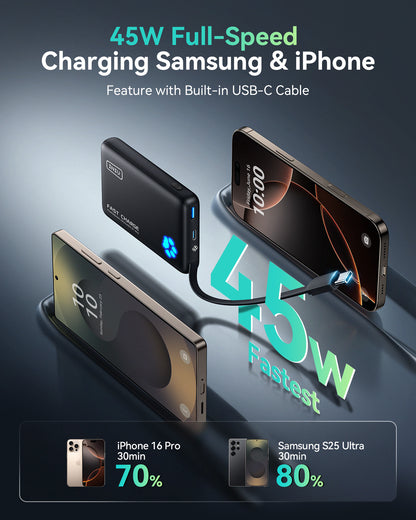 INIU Pawsible P41L-E1 Power Bank con cavo integrato, sottilissimo 20W 10000mAh