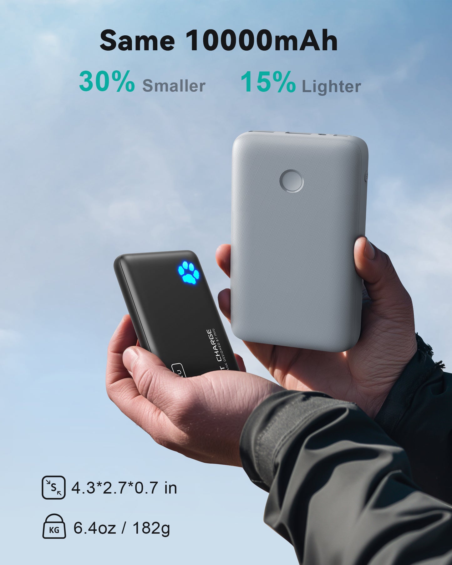 INIU Pawsible P41 Power Bank, ricarica rapida, 22,5 W, 10000 mAh