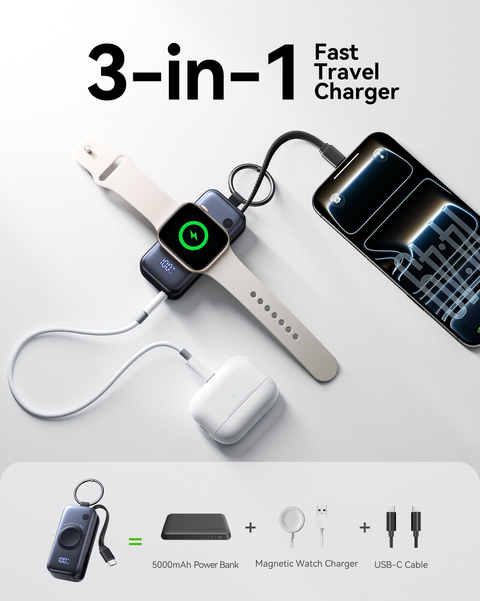 INIU SnapGo P81 Powerbank für iWatch 5W 5.000mAh