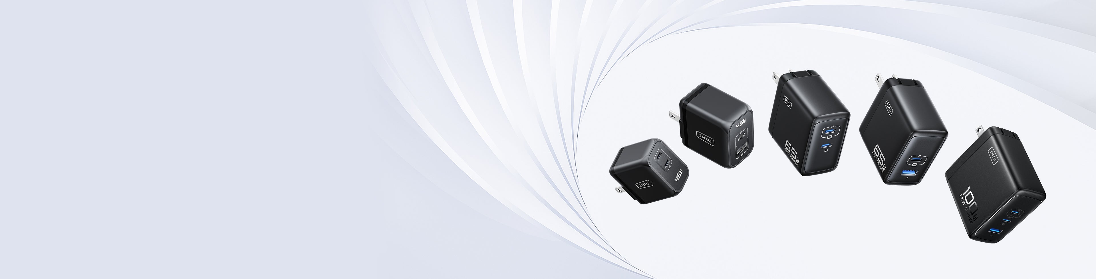 Caricatore INIU 65W USB-C GaN Con 2 Porte, Pieghevole, Compatto, Per MacBook, IPad, IPhone 16, Galaxy S24 E Più!