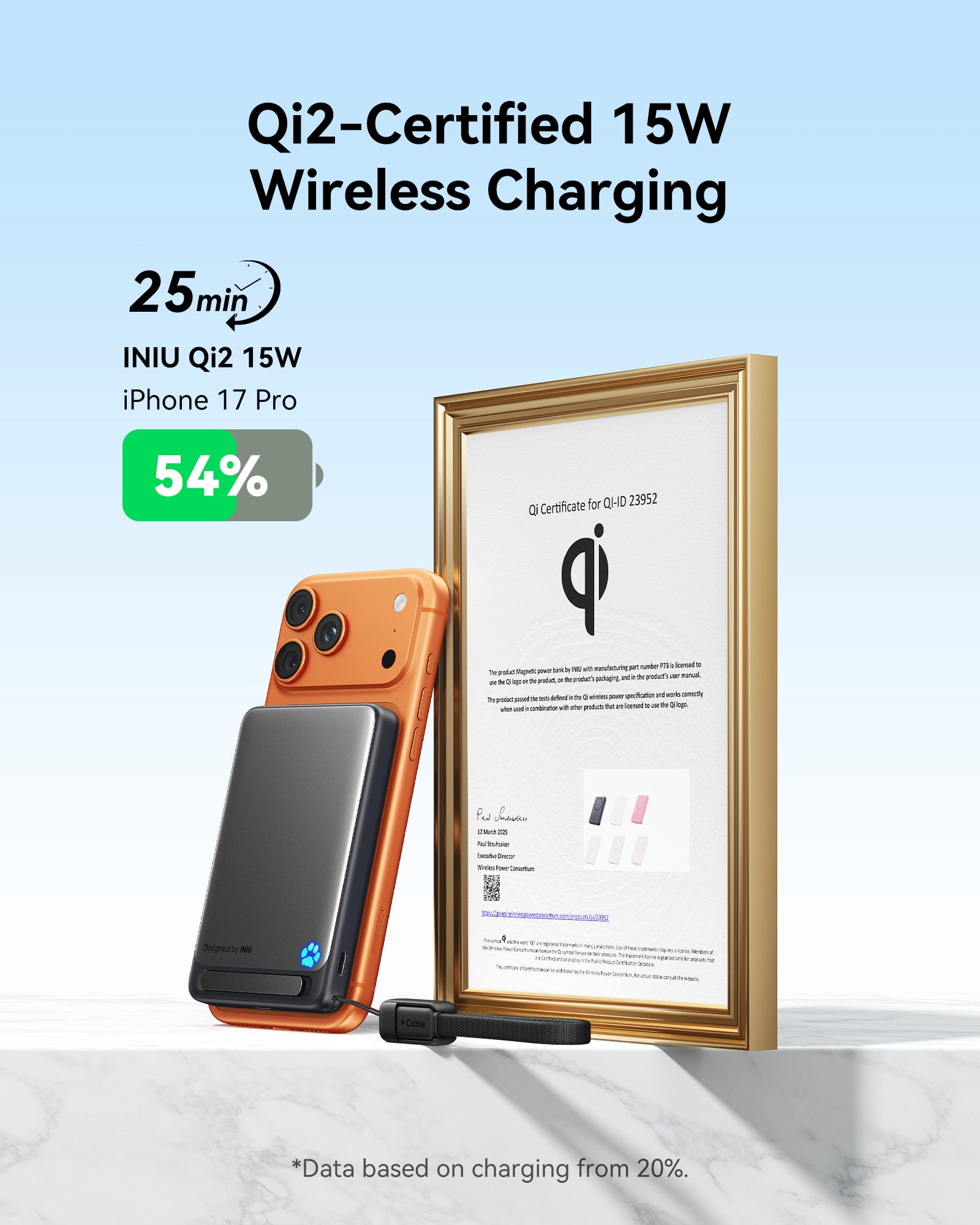 INIU Ładowarka bezprzewodowa SnapGo P73-E1 Qi2 15 W 10000 mAh