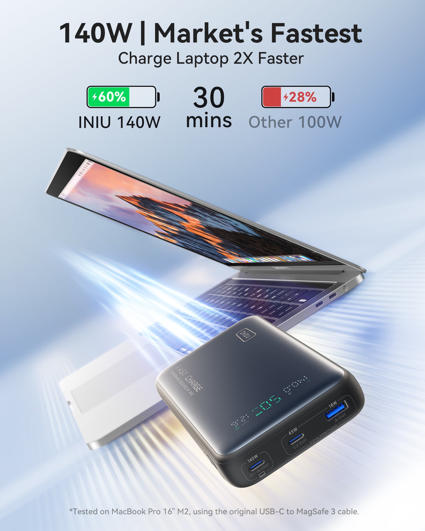 INIU 140-W-Powerbank, kleinstes Modell mit 25000 mAh und Schnellladefunktion, tragbares Ladegerät