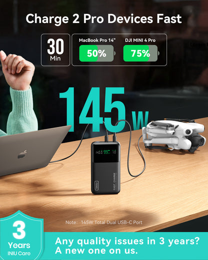 INIU Power bank a ricarica rapida Cougar P64 da 140 W | 25000 mAh