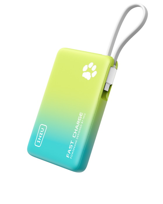 INIU Pawsible P41L Banco de energía con cable integrado, el más delgado de 45 W y 10 000 mAh