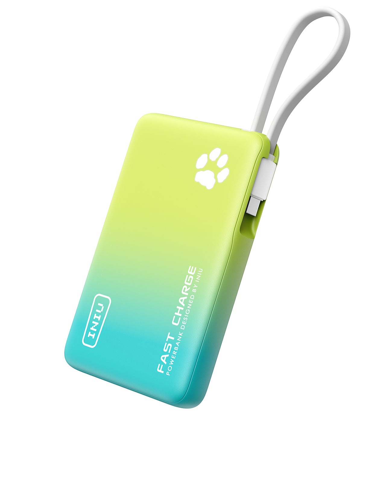 INIU Pawsible P41L-E2 Power Bank mit eingebautem Kabel, schlankeste 45 W, 10.000 mAh