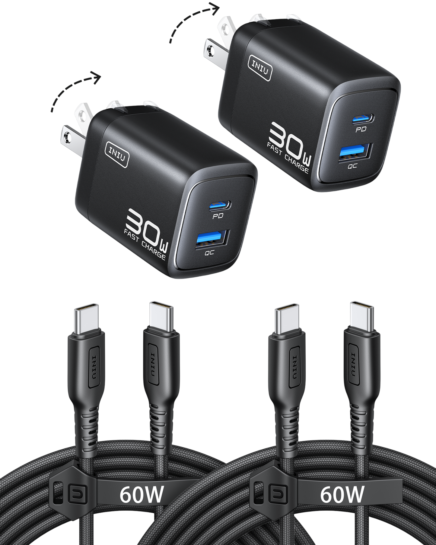 INIU Chargeur double port A12 30W (lot de 2) 