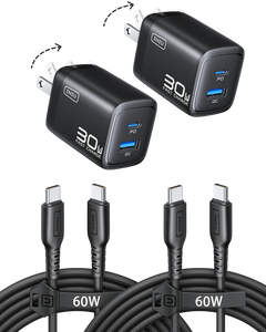 INIU Cougar A12 30W Charger, with USB-C Cable, 2-Pack