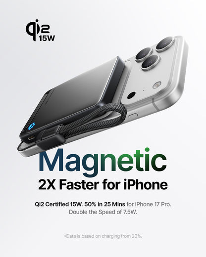INIU Batterie externe magnétique ultra-fine SnapGo P73 Qi2 15W | 10 000 mAh