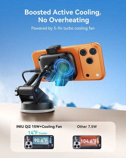 INIU SnapGo V11-E1 Qi2 15W magnetische draadloze autoladerhouder