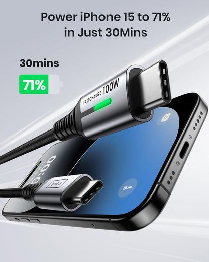 INIU 100W Cavo Ricarica Veloce USB C a USB C Nylon Intrecciato per iPhone 15/15 Pro/15 Plus/15 Pro Max, Samsung S22 S21, iPad Pro MacBook Pro ecc.