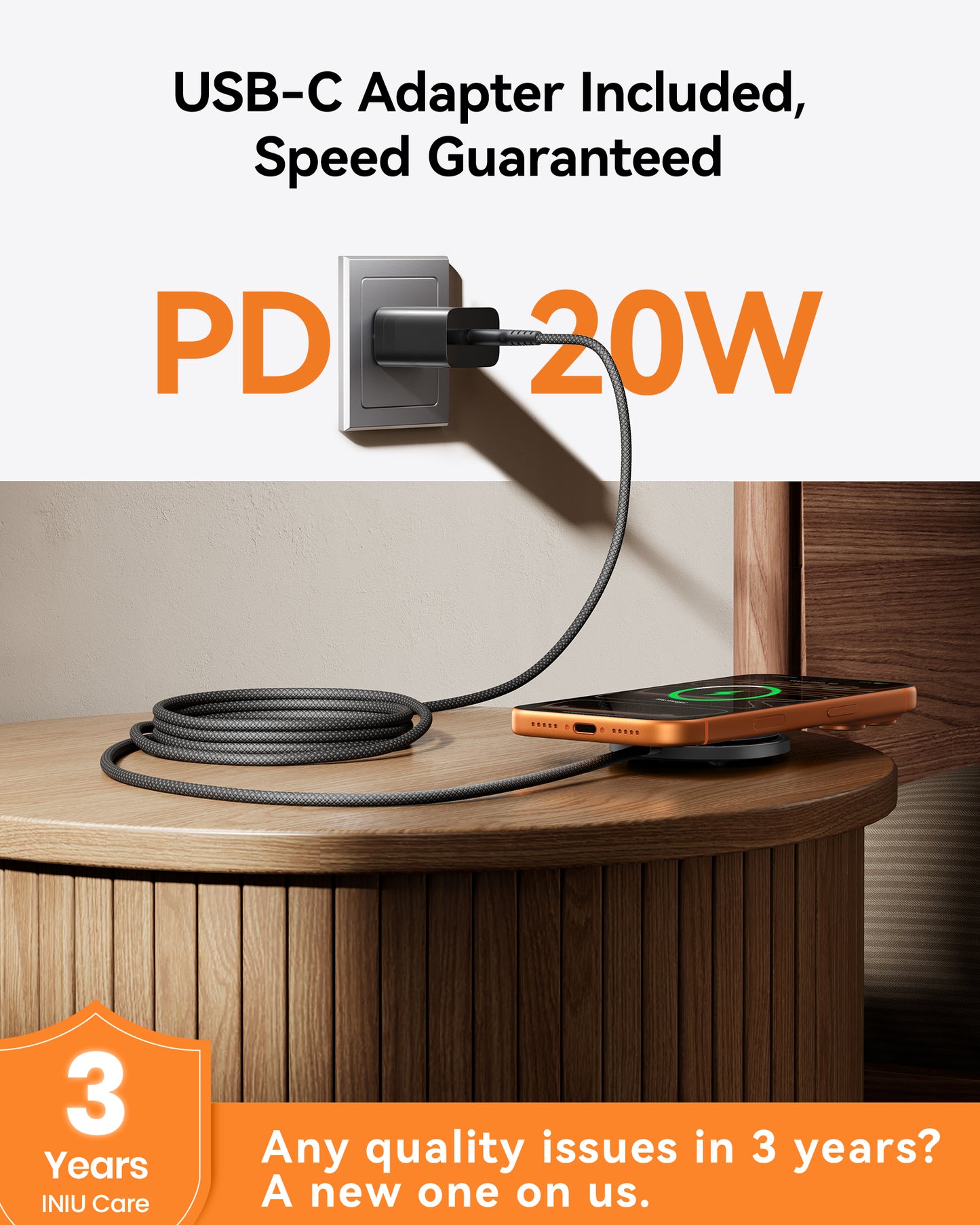 INIU W11-E1 Qi2 15W magnetisk LED trådlös laddare