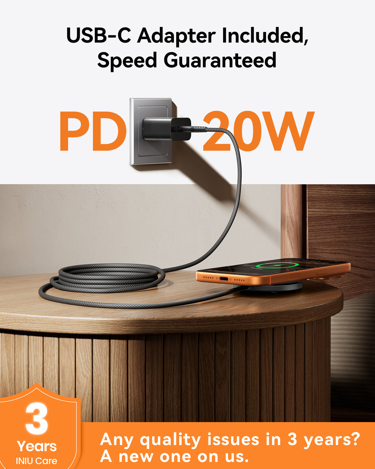 INIU SnapGo W11 Qi2 15W Magnetisches LED-Wireless-Ladegerät