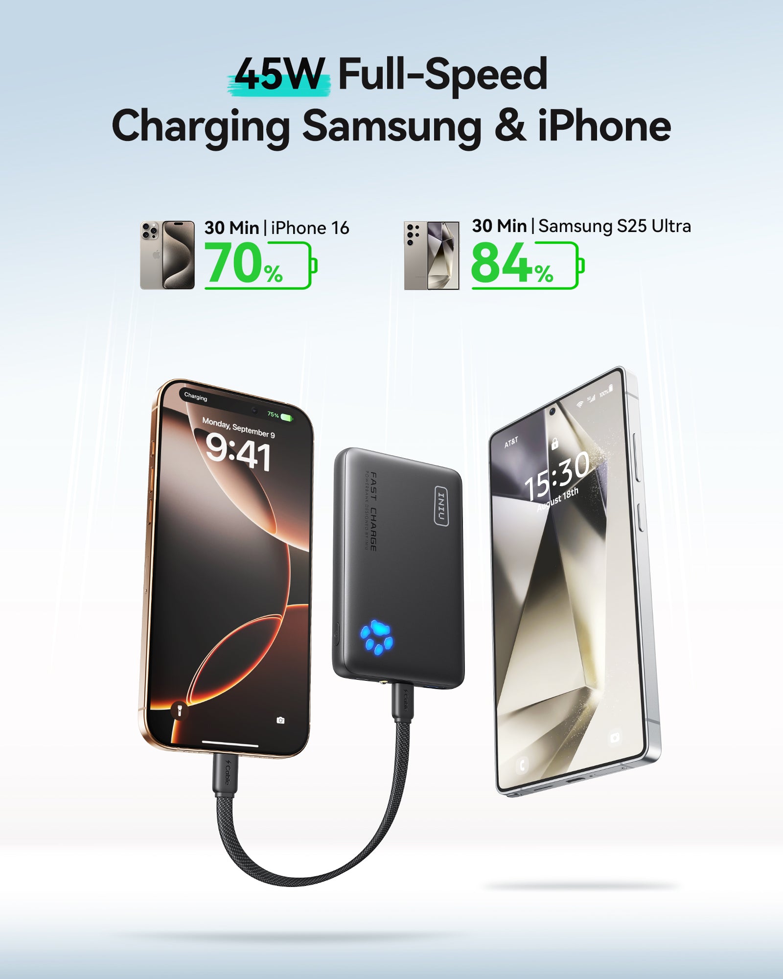 INIU Power Bank Pawsible P41, ricarica rapida, 45 W, 10000 mAh