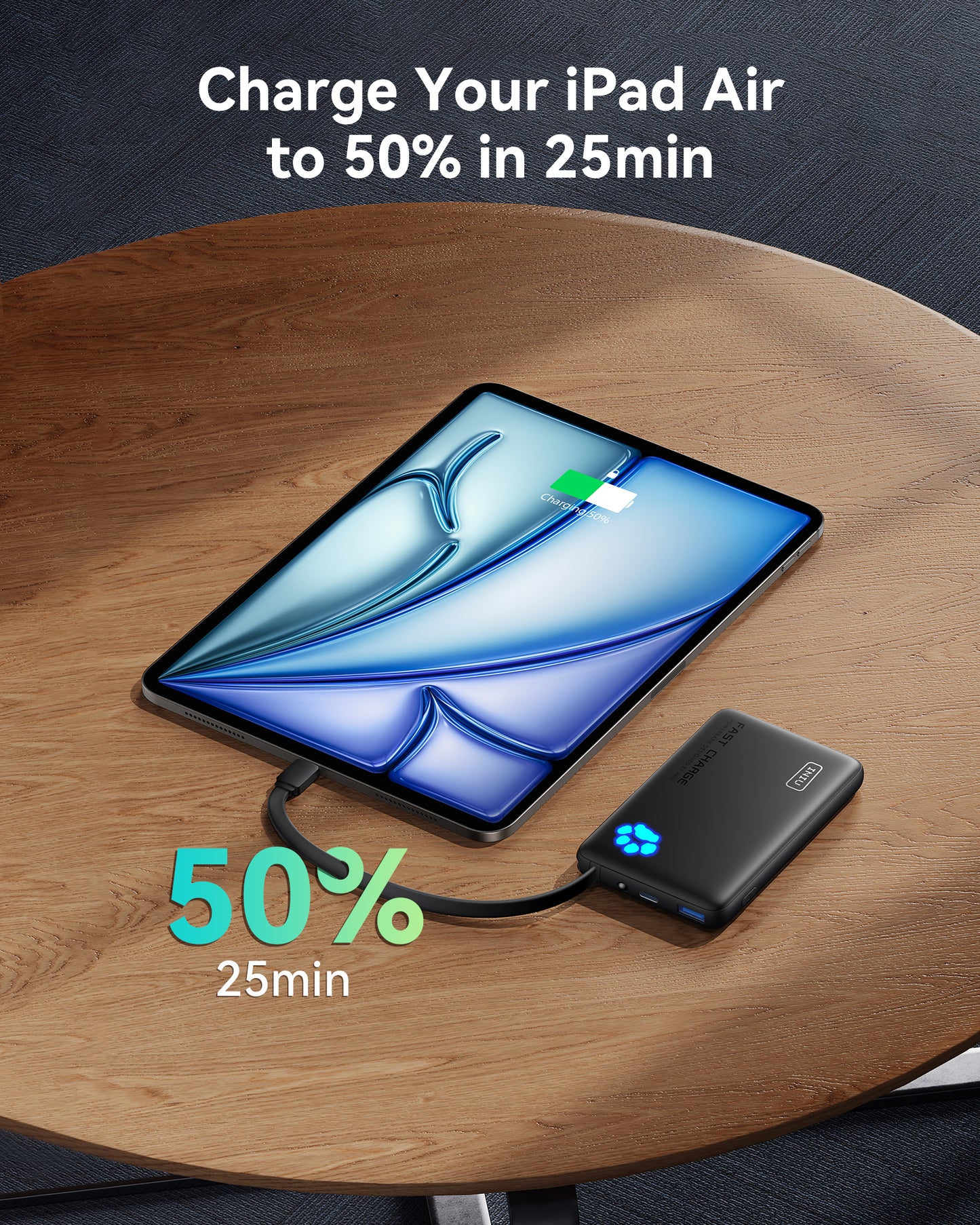 INIU Pawsible P41L-E1 Power Bank con cavo integrato, sottilissimo 20W 10000mAh