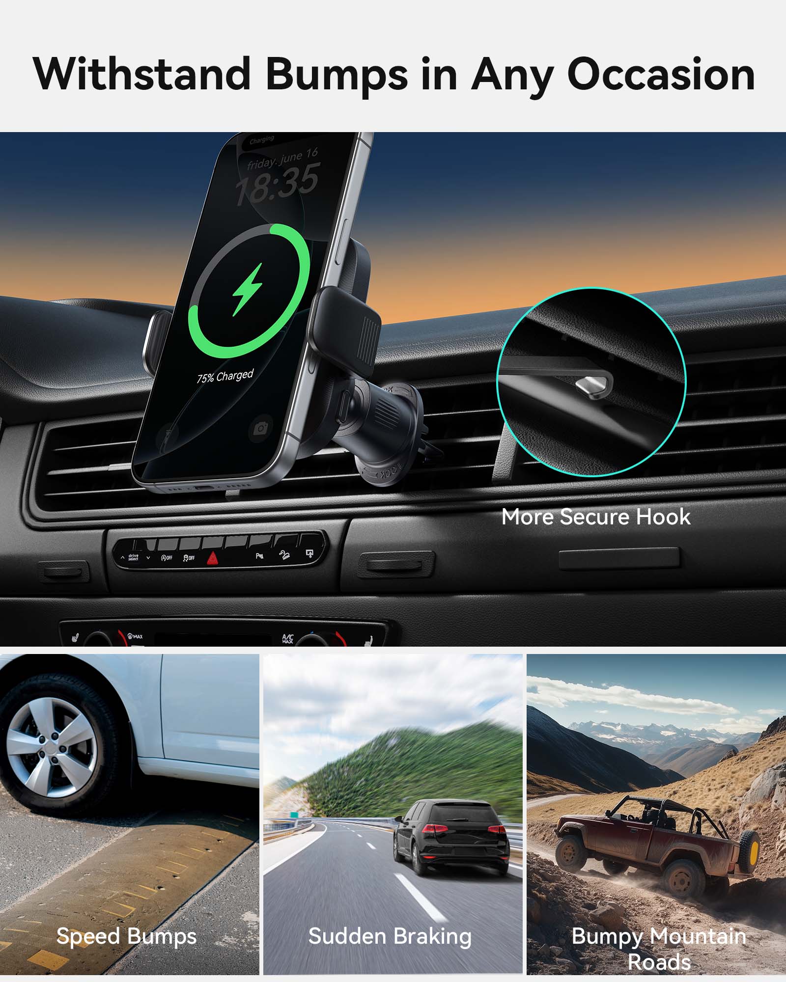 Cargador inalámbrico magnético para coche INIU SnapGo V11-E1 Qi2 de 15 W