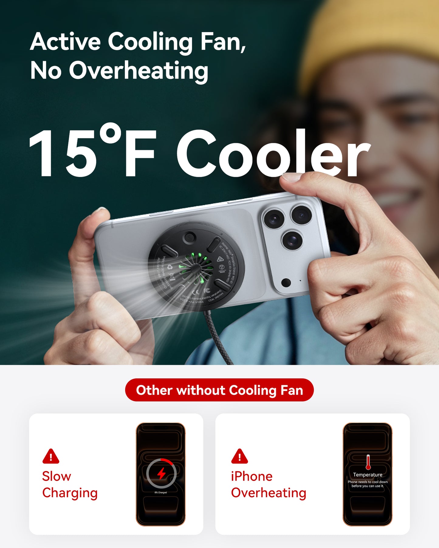 INIU W11-E1 Qi2 15W magnetisk LED trådlös laddare