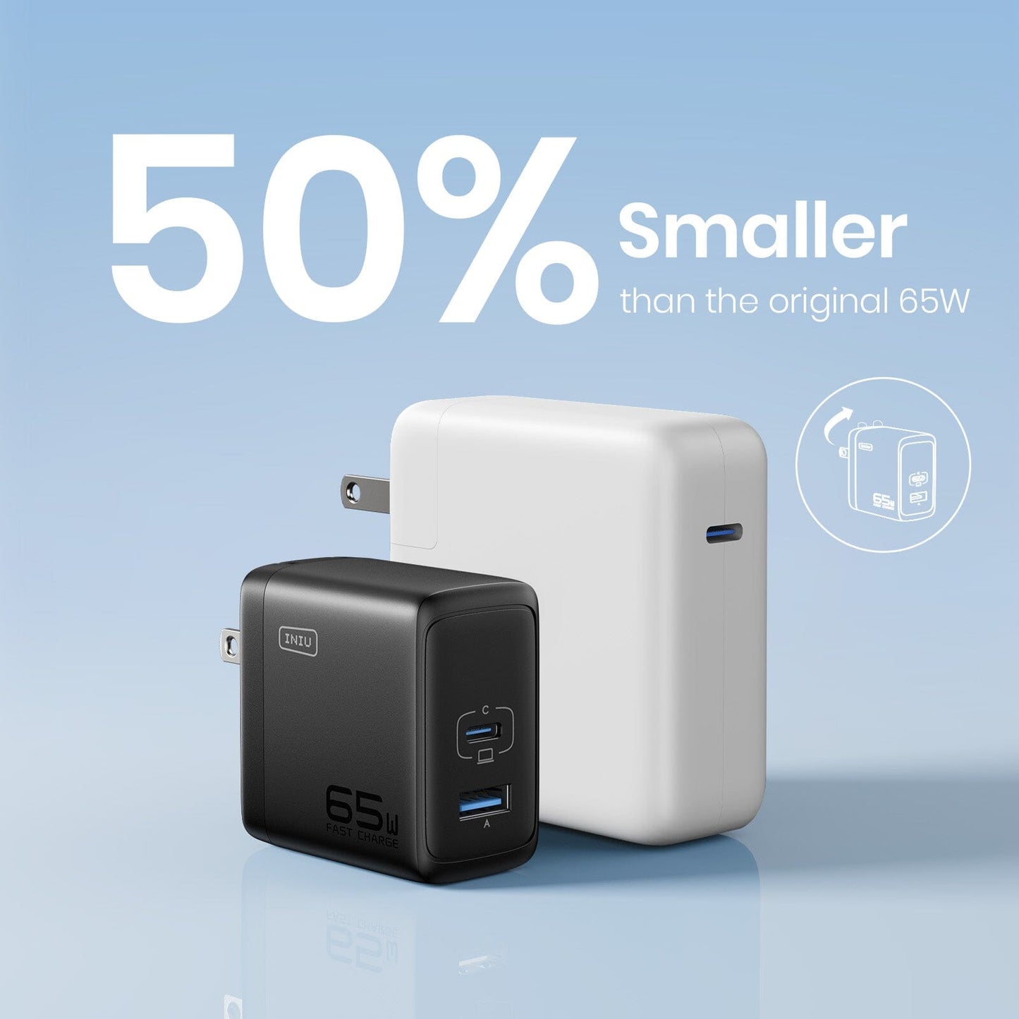 INIU I625 65W USB A C Ports Væg oplader, gan
