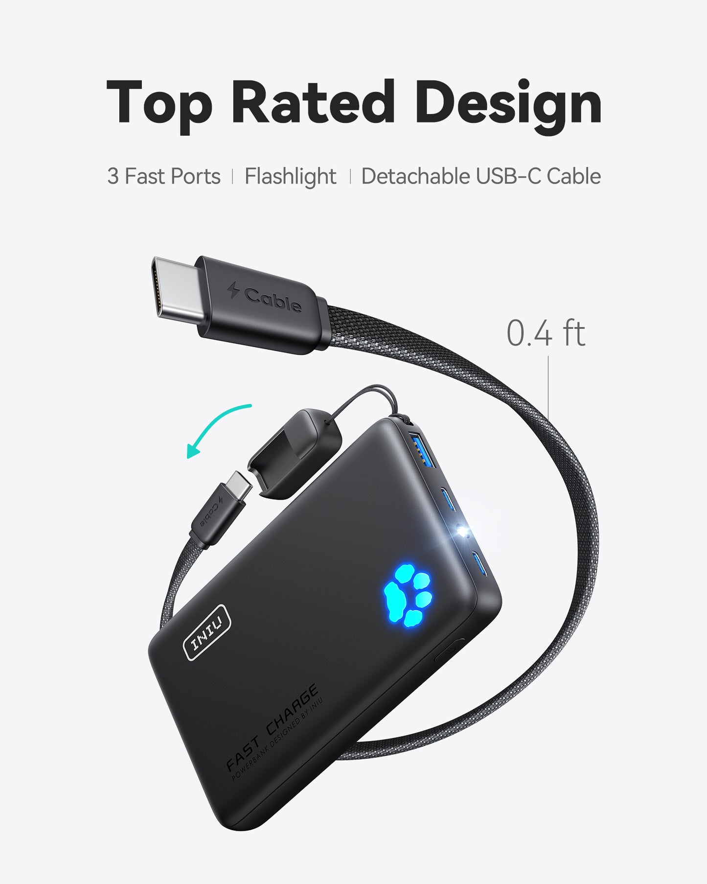 INIU Pawsible P41 Power Bank, Fast Charge, 45W, 10000mAh