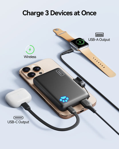 Banco de energía INIU Pawsible P43-E1 Qi2 de 15 W y 10 000 mAh con cargador Magsafe