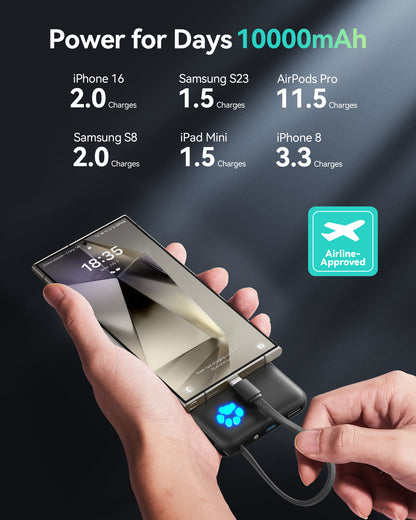 INIU Pawsible P41L-E2 Power Bank with Build in Cable Slimmest 45W 10000mAh