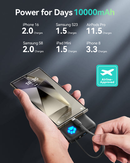 INIU Pawsible P41L-E1 Power Bank con cavo integrato, sottilissimo 20W 10000mAh