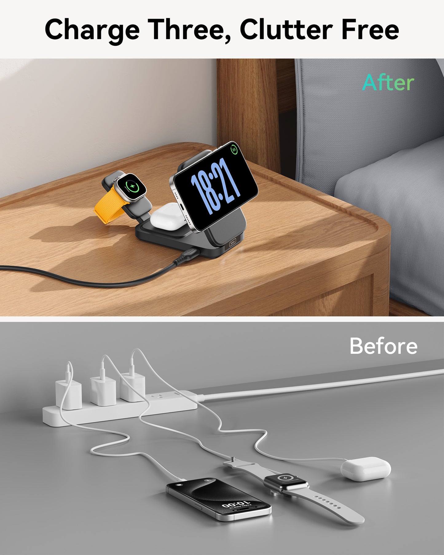 INIU SnapGo W31-E1 Qi2 15W 3 i 1 magnetisk foldbar trådløs oplader