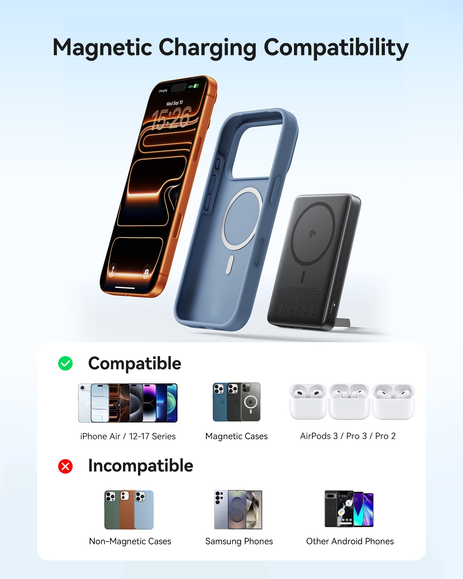 INIU Ładowarka bezprzewodowa SnapGo P73-E1 Qi2 15 W 10000 mAh