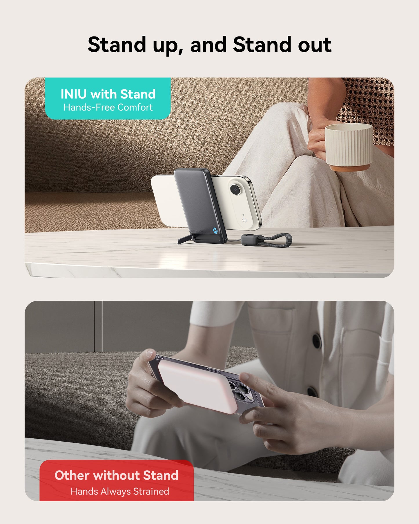 INIU SnapGo P71-E1 Powerbank Magsafe Qi2 15W Slimmad 5 000 mAh