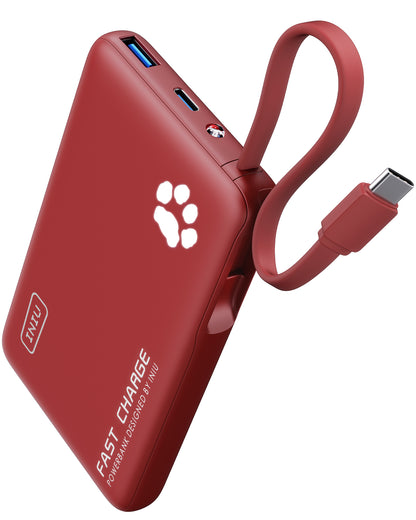 INIU Pawsible P41L-E1 Power Bank avec câble intégré, la plus fine 20 W 10 000 mAh