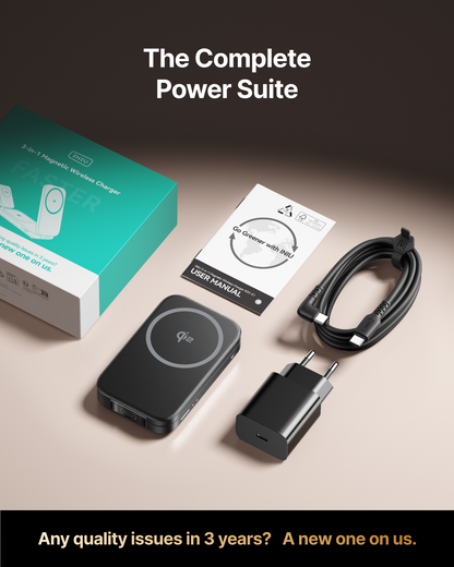 INIU Cargador inalámbrico plegable magnético SnapGo W31 Qi2 de 15 W 3 en 1