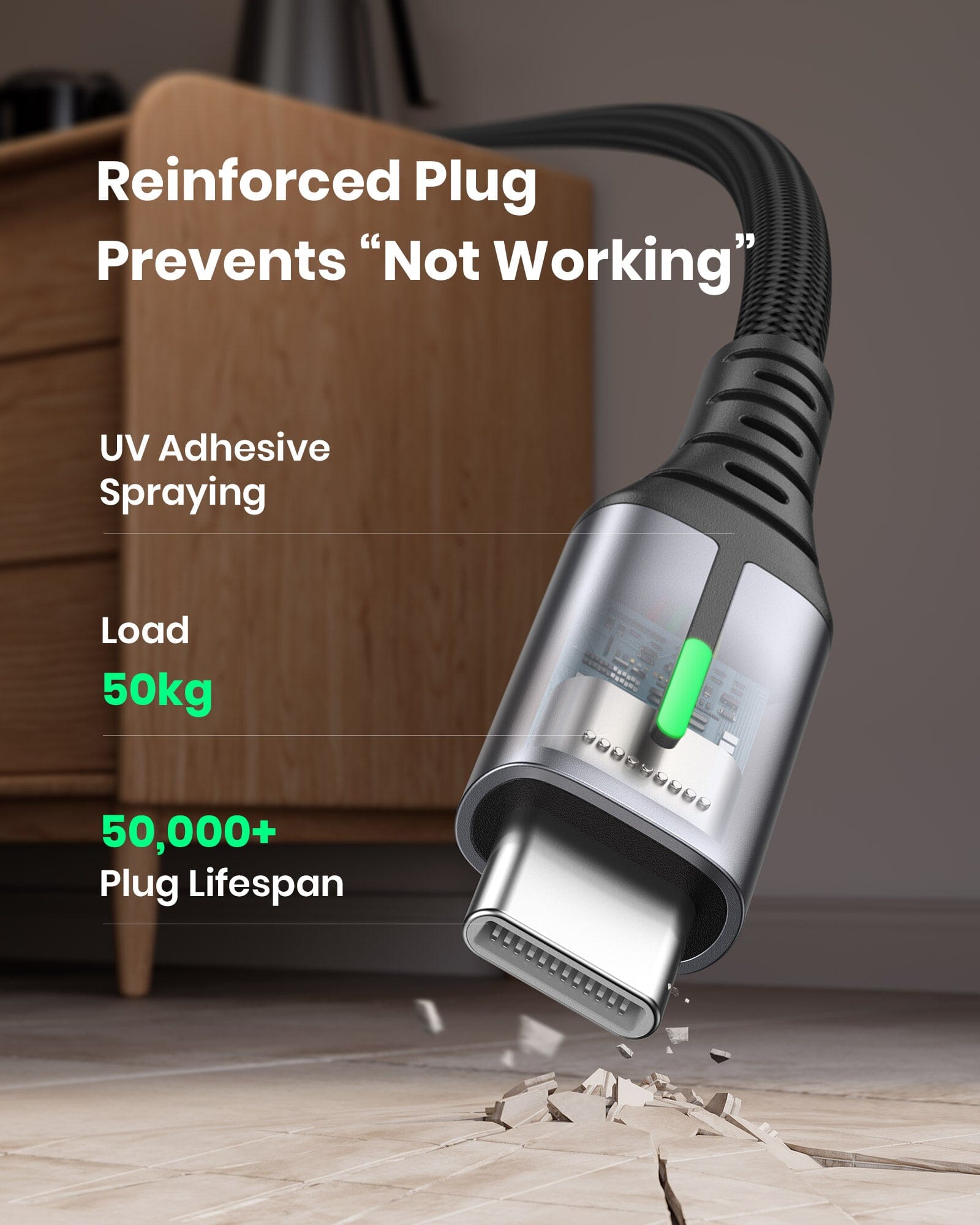 INIU D5C QC3.0 Cable USB tipo C de carga rápida (1.6 + 6.6 + 6.6 pies, paquete de 3)