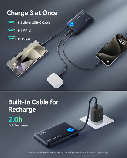 INIU Pawsible P41L-E1 Power Bank con cavo integrato, sottilissimo 20W 10000mAh