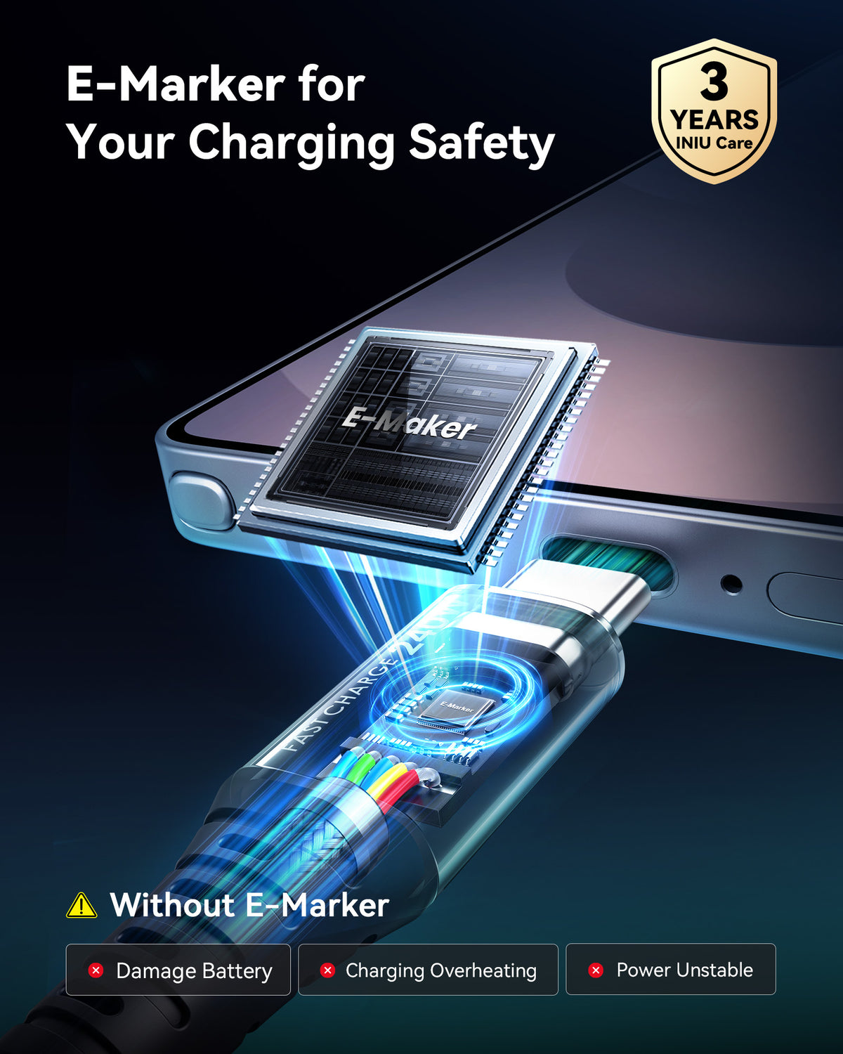 INIU Cougar D7CC USB-C naar USB-C kabel 240W