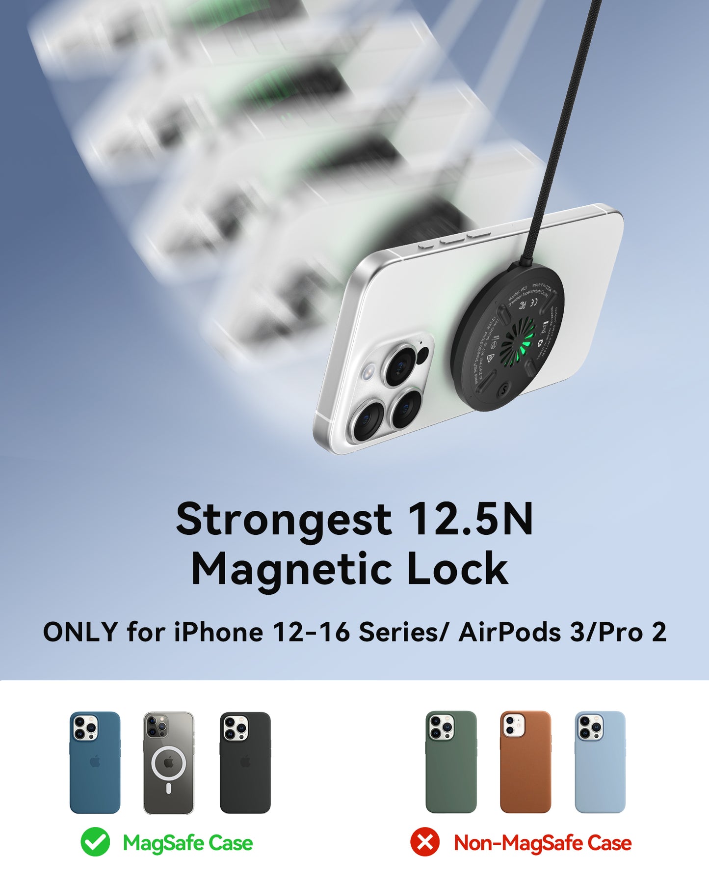 INIU W11-E1 Qi2 15W magnetisches LED-Wireless-Ladegerät