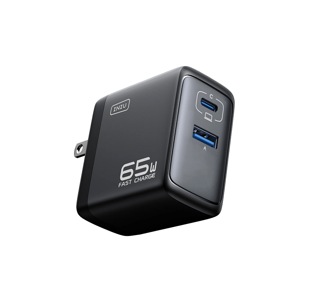 INIU Caricabatterie da parete a doppia porta I624 da 65 W, materiale GaN