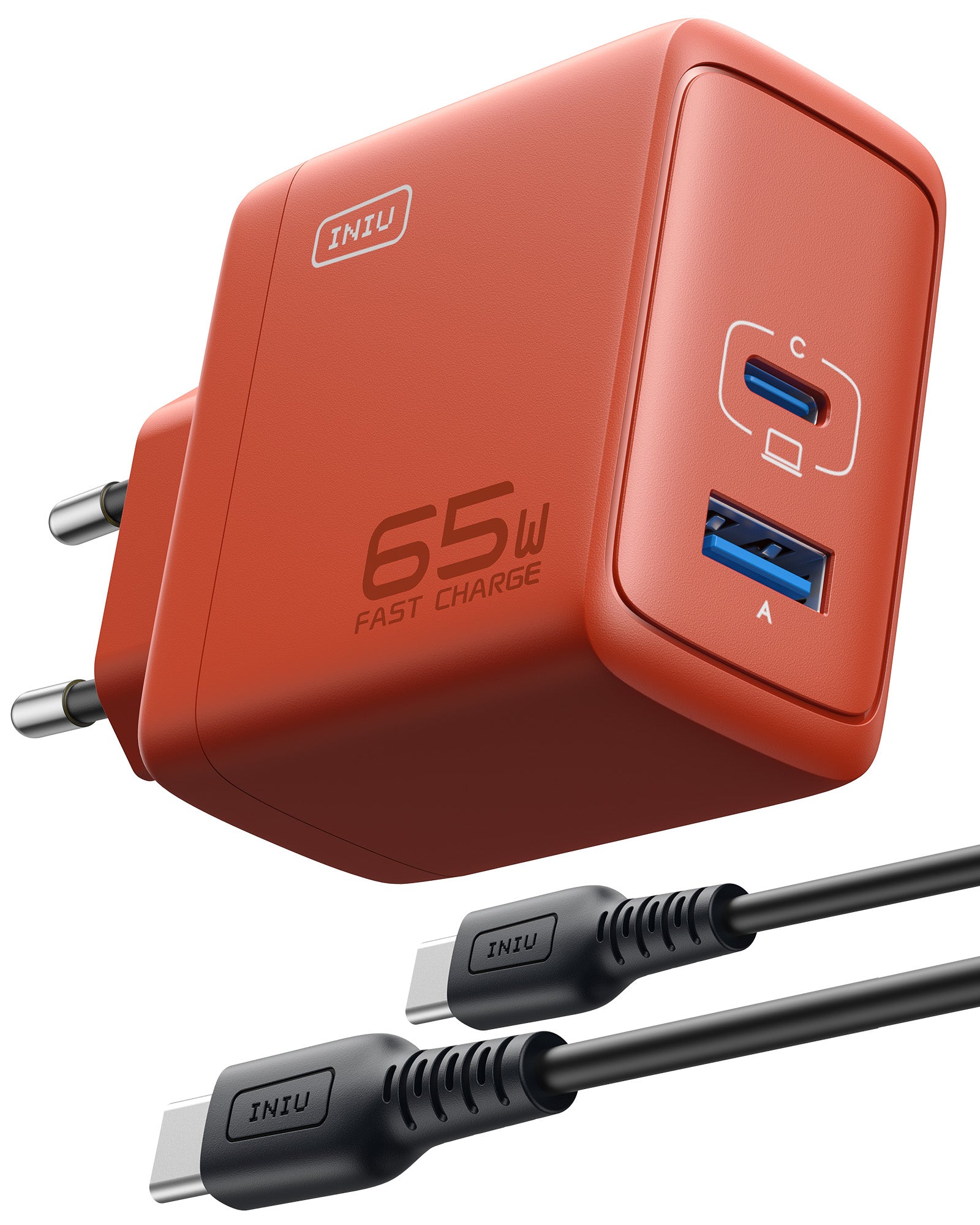 Cargador de la pared de los puertos de INIU I625 65W USB A C, materiales de GaN