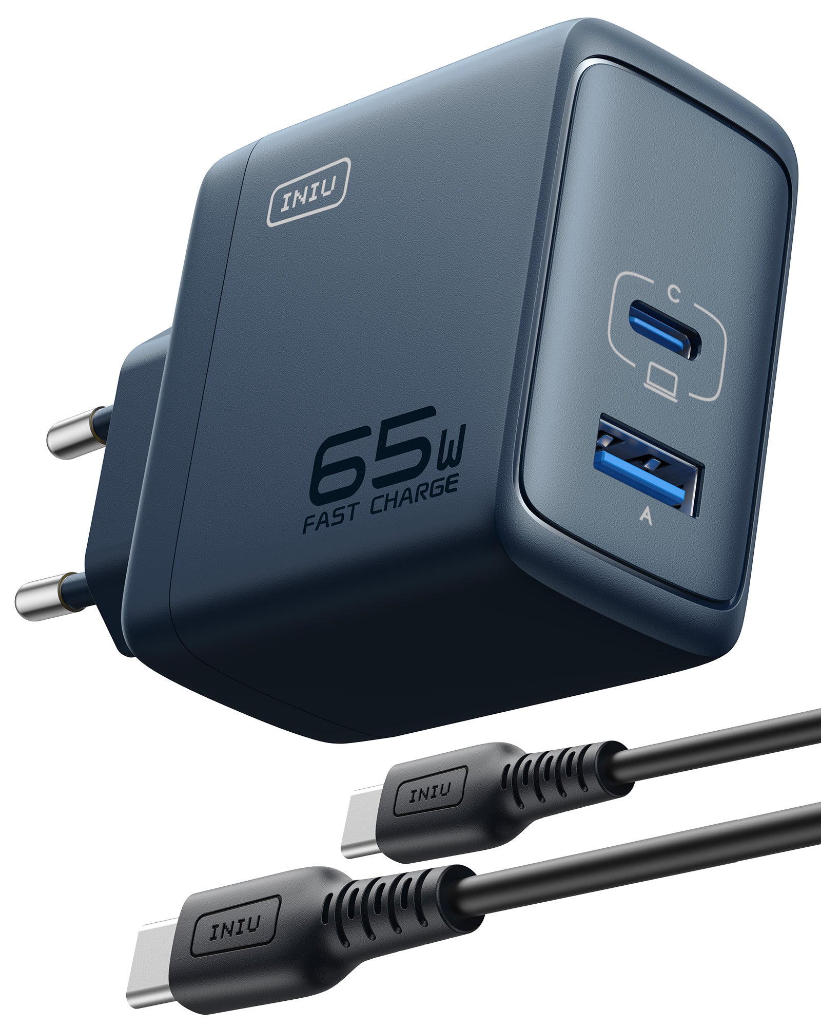 Cargador de la pared de los puertos de INIU I625 65W USB A C, materiales de GaN